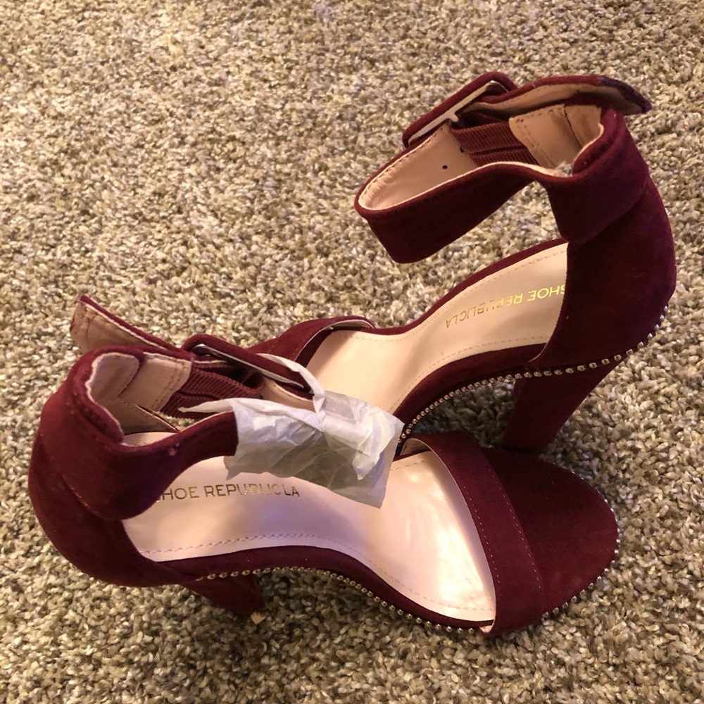 Ankle strap rhinestone heels